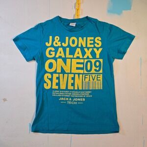 Diesel T-Shirt Jack & Jones Tech Spacecore Size Small Tee Turquoise Design 21x20